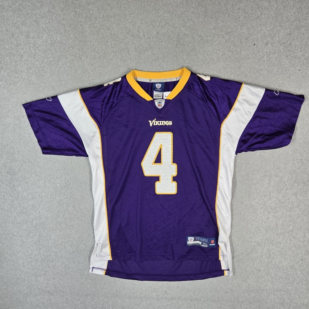 VINTAGE Minnesota Vikings Boy Jersey XL (18-20) Purple Reebok Brett Favre 4